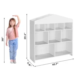 9-Cubby Kids Bookshelf Toy Storage Organizer - White Wooden Bookcase For Playroom, Nursery & Kids Room -Furniture GUEST 83867c69 874b 42cf 9580 49867b706b48