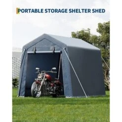 Motorcycle Shed, Outdoor Storage Tent - Durable Canopy With Roll-Up Ventilated Door & Windows For Bike -Furniture GUEST 83a28f26 93ff 4b2f b878 f73d4b40f897