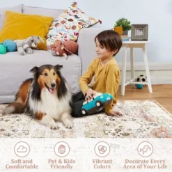 8x10 Rugs Non-Slip ¨C Vintage Distressed Area Rug Ultra-Soft Low Pile Carpet | Machine Washable Light Brown Rug With TPR Backing -Furniture GUEST 83b23596 b94f 405b a7ce dfe77cb3c194