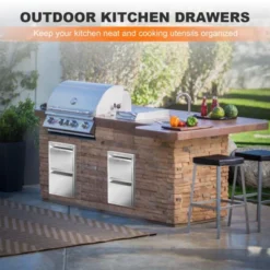 13" X 21" Stainless Steel Flush Mount BBQ Drawers With Grooved Handle,for Outdoor Kitchen Island Or Patio Grill Station -Furniture GUEST 8445c956 8264 4436 bcc7 516ec0184b27
