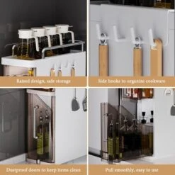 TROPOW 2/3-TIER Seasoning Condiments Spice Rack With Drawer, Slim Bathroom Toilet Storage Cabinet Pull-Out Kitchen Countertop Organizer Kitchen -Furniture GUEST 84c202f3 9c04 4a49 8b4a 5ff9f43343fc
