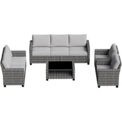 Patio Furniture Sets 6 Pieces, PE Wicker Modern Patio Conversation Set With Storage Cushions -Furniture GUEST 85147698 0078 4274 aa9b 500cd3d3f0b3