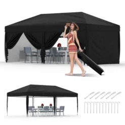 20x10 Pop Up Canopy Tent Outdoor Canopy One-Person Set Up Heavy Duty Commercial Instant Tent Shelter, 6-Sidewall -Furniture GUEST 85a18b30 2bcb 4ef1 b28b 490f0019161d