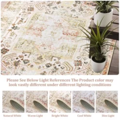 8x10 Rugs Non-Slip ¨C Vintage Distressed Area Rug Ultra-Soft Low Pile Carpet | Machine Washable Light Brown Rug With TPR Backing -Furniture GUEST 865739ff d01d 4b9b ab0b f75dbcfde12f