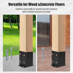 Post Base, Deck Brackets 4 Pack Heavy Duty Steel - Rust-Resistant Post Anchors With Hardware Kit For Fence, Deck, Gazebo -Furniture GUEST 86a665f9 79fc 491a 89a0 c22a31b34e65