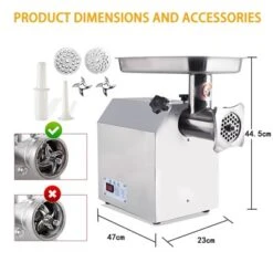 Commercial Heavy Duty Meat Grinder, Electric Meat Grinder With 1 Sausage Tubes, 2 Blades, 2 Plates, Meat Grinder Max Yield For Home Kitchen Use