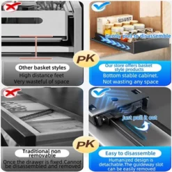 Pull Out Cabinet Organizer - Heavy Duty 30cm Sliding Shelf With Carbon Steel Frame, 55lb Capacity -Furniture GUEST 8706f4d1 c7a7 46a5 8d51 ac16fc06bdd9 1