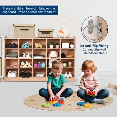 TROPOW Organizer Cubes With 2 Anti-Flip Fittings, 4 Castors And 2 Boxes For Home, School, Kindergarten, Natural 13 TROPOW Organizer Cubes With 2 Anti-Flip Fittings, 4 Castors And 2 Boxes For Home, School, Kindergarten, Natural - Image 11