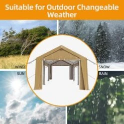 Portable Garage, Carport Canopy - 12x20 FT Heavy Duty Waterproof Shelter With 6 Doors, All-Season For Trucks, Boats & Storage (Earth Yellow) -Furniture GUEST 87bca0ed 0eb2 4cc6 bcba c8640d6b2840