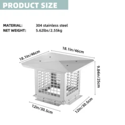 Chimney Cap, 12x12 Inches Square Stainless Steel Chimney Cover - Adjustable Bottom, Mesh For Clay Flue (Silver) 10 Chimney Cap, 12x12 Inches Square Stainless Steel Chimney Cover - Adjustable Bottom, Mesh For Clay Flue (Silver) -Furniture GUEST 87e71550 1da9 4ba8 87b3 d466f3873abf