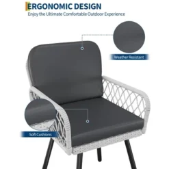 TROPOW Patio Dining Chairs With 5mm Rattan & Cushions, 2-Piece Outdoor Chairs Set, Stackable Wicker Chairs With Metal Frame For Garden -Furniture GUEST 87f67beb 3304 4aa5 a2d2 4afa773cf248