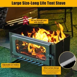 Portable Wood Burning Tent Stove - Stainless Steel Camp Stove With Grill For Hot Tents -Furniture GUEST 88be965d 0b96 4fab b1ca bbd9353fd7fb