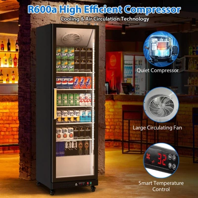 Beverage Cooler - 12.4 Cu Ft Upright Display Fridge With Reinforced Glass Door, Adjustable Shelves & Drink Organizers 3 Beverage Cooler - 12.4 Cu Ft Upright Display Fridge With Reinforced Glass Door, Adjustable Shelves & Drink Organizers - Image 2