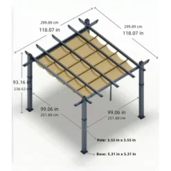 Pergola, 10x10 Ft Modern Aluminum Outdoor Pergola With Adjustable Canopy - Khaki Gazebo For Backyard Deck -Furniture GUEST 892e86a0 694d 4eaa b60b defd51af2b75