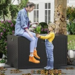TROPOW120 Gallon Waterproof Large Resin Deck Box Indoor Outdoor Lockable Storage Container For Patio Furniture, Garden, Tools -Furniture GUEST 8930c017 f70b 4efe 92a0 fc3af7eced87