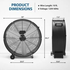 Floor Fan, Industrial Fan - 30 Inch High Velocity Drum Fan, 330W 3 Speed Heavy Duty Metal Fan With Casters & Handle 11 Floor Fan, Industrial Fan - 30 Inch High Velocity Drum Fan, 330W 3 Speed Heavy Duty Metal Fan With Casters & Handle -Furniture GUEST 895fbad1 7404 41b9 b9c2 d98140f17570