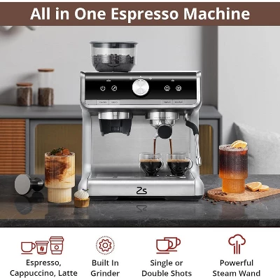 Espresso Machine With Grinder - 20 Bar Professional Coffee Maker, Built-in Milk Frother, 95oz Water Tank & 30 Grind Settings 10 Espresso Machine With Grinder - 20 Bar Professional Coffee Maker, Built-in Milk Frother, 95oz Water Tank & 30 Grind Settings - Image 8