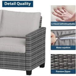 Patio Furniture Sets 6 Pieces, PE Wicker Modern Patio Conversation Set With Storage Cushions -Furniture GUEST 8a4887d4 461a 4e16 9b34 c9fc1536c3e2