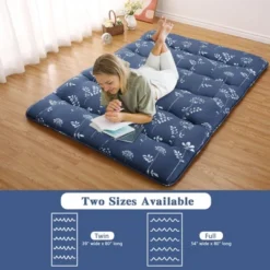 Futon Mattress, Japanese Twin Size - Floral Pattern Floor Mattress For Tatami, Sleeping Pad, Camping Travel -Furniture GUEST 8a50420b d73b 401c 81c2 1d5d7aeaaead