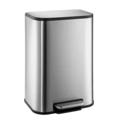 8 Gallon Kitchen Trash Can With Lid, Stainless Steel Garbage Can With Foot Pedal & Removable Inner Bucket, Rectangular Step On Waste Bin (Silver, 30L) -Furniture GUEST 8afca678 fca8 4e34 b8c9 efbaaf7ee261