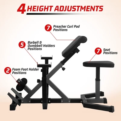 2-In-1 Roman Chair & Preacher Curl Bench Multi-Function Heavy-Duty Hyperextension Bench For Home With Adjustable Height For Arms, Ab, Back 4 2-In-1 Roman Chair & Preacher Curl Bench Multi-Function Heavy-Duty Hyperextension Bench For Home With Adjustable Height For Arms, Ab, Back - Image 2