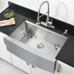 Farmhouse Kitchen Sink 33x22 Inch, Apron Front 304 Stainless Steel Drop-In Sinks, 16 Gauge Single Bowl Sink -Furniture GUEST 8c1f2fc6 cb7a 4008 a3fc 6090eec8bfce