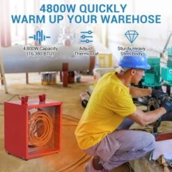 Electric Heater - 4800 Watt 240V Ceiling/Wall Mount With Thermostat, Fan-Forced Indoor Shop Heater For Garage/Workshop (ETL Certified) -Furniture GUEST 8c5124cf bb0e 4897 9af2 3eae1c87518c