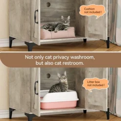 Cat Litter Box Enclosure With Shelves, Hidden Litter Box Cabinet , Wooden Pet House Storage Cabinet For Cat Toys -Furniture GUEST 8c533d48 1e8f 4c4c aef3 460cd8ed3b03