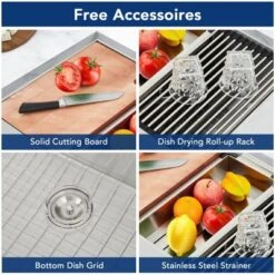 Farmhouse Kitchen Sink 30x22 Inch, Apron Front 304 Stainless Steel Drop-In Sinks, 16 Gauge Single Bowl Sink With Ledge & Accessories -Furniture GUEST 8c9c356d 57a4 4fe1 a3ce e2f32e1af949