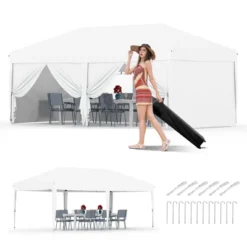 20x10 Pop Up Canopy Tent Outdoor Canopy One-Person Set Up Heavy Duty Commercial Instant Tent Shelter, 6-Sidewall -Furniture GUEST 8d158a1c 1279 41d3 b08e d353cbe3c127