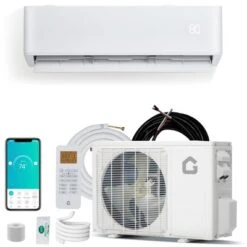 Mini Split Air Conditioner Heat Pump, 9000 BTU Mini Split AC 24 SEER2 Cools Up To 450 Sq.Ft, Wifi-Enabled Ductless Inverter AC Unit,208/230V
