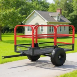 ATV Trailer Pull Behind Dump Cart, 1700lbs 17 Cubic Feet, Heavy Duty Yard Garden Trailer