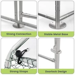 Chicken Coop, Chicken Run - Large Metal Walk-in Dome Cage With 4 Corner Reinforcement, Pet Playpen For 15-21 Chickens, Hens, Ducks, Rabbits (Silver) -Furniture GUEST 90138cdd d725 4789 80d1 4d4f27bbfb81