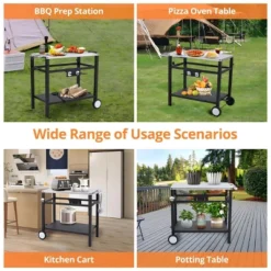 Portable Stainless Steel Outdoor Grill Cart Featuring A Double Shelf, Equipped With Gas Tank Hooks 11 Portable Stainless Steel Outdoor Grill Cart Featuring A Double Shelf, Equipped With Gas Tank Hooks -Furniture GUEST 903666ee 8adc 4998 bc18 6c885b00f113