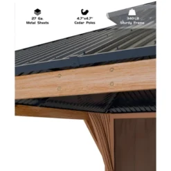 Wood Gazebo, Upgrade Wooden Frame, Double Galvanized Steel Roof, Hardtop Gazebo With Nettings And Curtains For Backyard, Patio, Garden And Lawn -Furniture GUEST 90ef5091 9e21 4a60 8203 cae763957e23