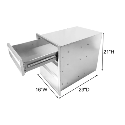 16" W X 21" H X 23" D Stainless Steel Flush Mount BBQ Drawers With Grooved Handle,for Outdoor Kitchen Island Or Patio Grill Station 4 16" W X 21" H X 23" D Stainless Steel Flush Mount BBQ Drawers With Grooved Handle,for Outdoor Kitchen Island Or Patio Grill Station - Image 2