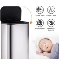 13.2 Gal/50L Trash Can, Rectangular Stainless Steel Trash Can With Recycling Bin, Fingerprint-Resistant,with Removable Inner Buckets -Furniture GUEST 924fb308 4e83 4fbc bcc2 ddf963688dd3