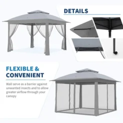 11x11 Pop Up Instant Gazebo Tent For Backyard, Pop Up Gazebo With Mosquito Netting, Outdoor Canopy Gazebos Waterproof With Portable Carrying Bag -Furniture GUEST 9280006e 4cbc 4956 8445 b052459a6d51