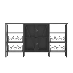55.12" Farmhouse Wine Bar Cabinet With Wine Rack And Glass Holder, Rustic Coffee Bar ，Metal Sideboard And Liquor Table Cabinet -Furniture GUEST 93f6445d 39b9 489f 8d9b ecb1c0b9e4ff