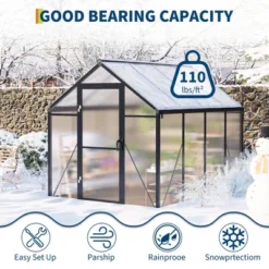Greenhouse Outdoor - Polycarbonate Walk-in Garden Greenhouse With Roof Vent, Aluminum Frame & Lockable Door -Furniture GUEST 93ff806f 1eab 478f 8d99 2e69ce70ada2