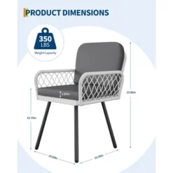 TROPOW Patio Dining Chairs With 5mm Rattan & Cushions, 2-Piece Outdoor Chairs Set, Stackable Wicker Chairs With Metal Frame For Garden -Furniture GUEST 9405f2bf 137c 41ae a2dc 71bf00e12ba1