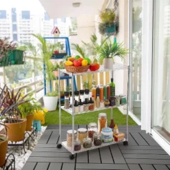 Storage Cart Rolling, Heavy Duty 3-Tier Adjustable Wire Rack Shelving Unit W/Wheels & Handle For Laundry Garage Bathroom 14 Storage Cart Rolling, Heavy Duty 3-Tier Adjustable Wire Rack Shelving Unit W/Wheels & Handle For Laundry Garage Bathroom -Furniture GUEST 94099bfb cc1c 47cc 8379 1ab1c1f64e1b