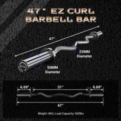 Olympic EZ Curl Barbell Bar, 47" EZ Curl Bar For Weight Lifting, Biceps, Triceps, Back/Leg Muscle Group Exercise (500lb Weight Capacity) 13 Olympic EZ Curl Barbell Bar, 47" EZ Curl Bar For Weight Lifting, Biceps, Triceps, Back/Leg Muscle Group Exercise (500lb Weight Capacity) -Furniture GUEST 9525d748 7459 4ffa 929e a610b6e0a11b