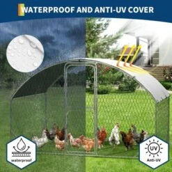 Chicken Coop, Chicken Run - 9.8'x6.5'x6.5' Large Metal Cage With Cover, Dome Roof Walk-in For Yard, Backyard, Farm -Furniture GUEST 95b50eb6 acda 47fb 9ed4 b90e1025128c