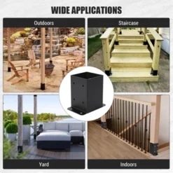 Post Base, 4x4 Post Base - Heavy Duty 4-Pack Powder-Coated Steel Brackets With Hardware For Deck, Fence, Pergola, Gazebo Anchor -Furniture GUEST 95beb272 57d5 4c03 b902 6bb9913e0f85