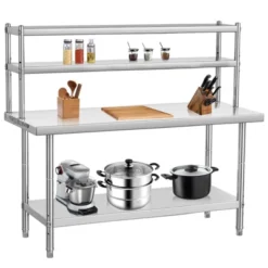 Stainless Steel Table With Overshelves, 48" X 24" Commercial Work Table With Shelf, Metal Kitchen Prep Table & Shelving Combo -Furniture GUEST 96156f7d d27e 4982 a853 e7616994d302