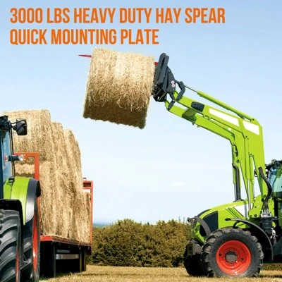 TROPOW 49" Hay Spear Attachment (3000LB Capacity) ¨C Red Main Spear + 2 Black Stabilizers For Skid Steer/Bobcat Loaders 7 TROPOW 49" Hay Spear Attachment (3000LB Capacity) ¨C Red Main Spear + 2 Black Stabilizers For Skid Steer/Bobcat Loaders - Image 5