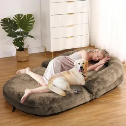 Foldable Dog Bed For Humans, 71"x43"x10" Giant Dog Bed For People And Pets, Washable & Removable Faux Fur Cover -Furniture GUEST 96b6079b 353b 457b be0e ef4b3007085a