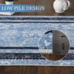 Kitchen Rugs Non-Slip 2-Piece Set - Low Pile Rubber Backing Indoor Runner Rugs For Bathroom, Laundry Room (Blue, 5x8ft) -Furniture GUEST 96c26816 ef25 48b8 ae9e 8ab59e4fe2c2