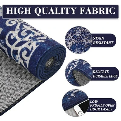 Machine Washable Living Room Rug Indoor Rug Kitchen Accent Rug Distressed Carpet Low Pile Bedroom Rug Office Dining Room Olive 5 Machine Washable Living Room Rug Indoor Rug Kitchen Accent Rug Distressed Carpet Low Pile Bedroom Rug Office Dining Room Olive - Image 3